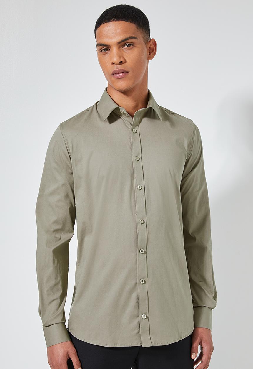 Superbalist - Jos slim fit long sleeve shirt - khaki