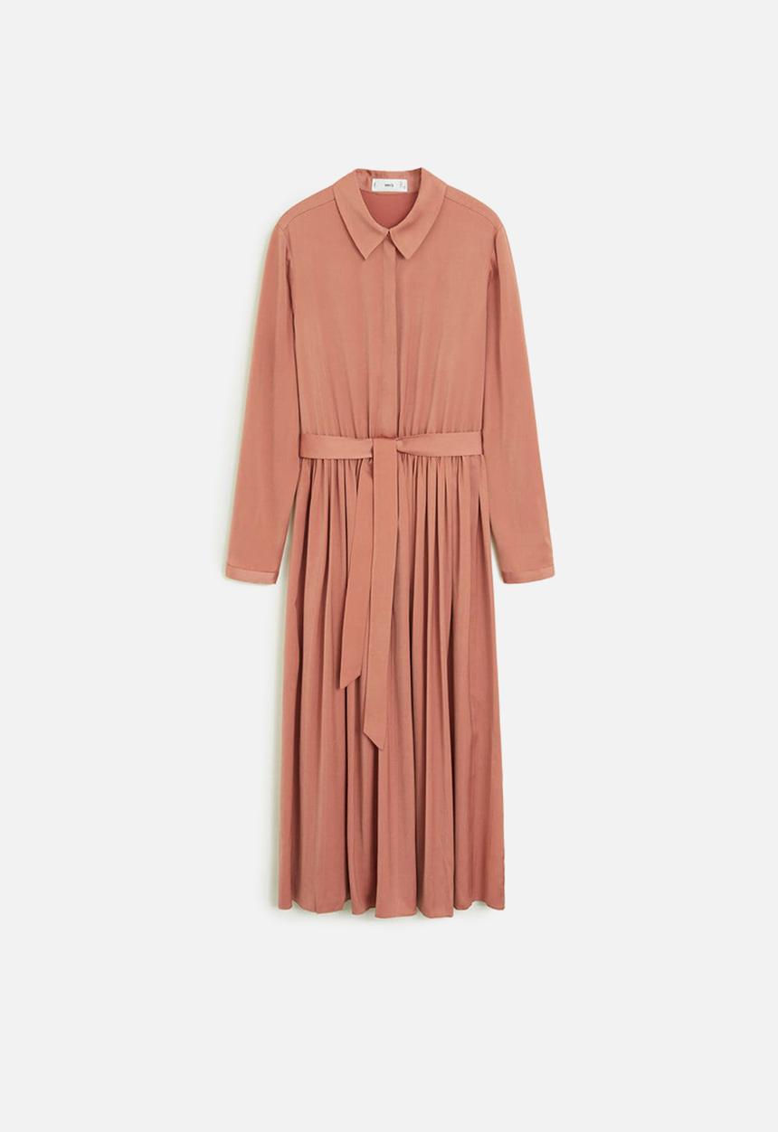 MANGO - Flowy pleated dress - rose