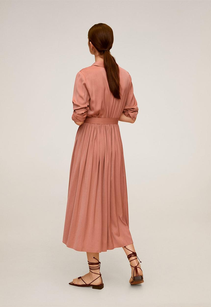 MANGO - Flowy pleated dress - rose