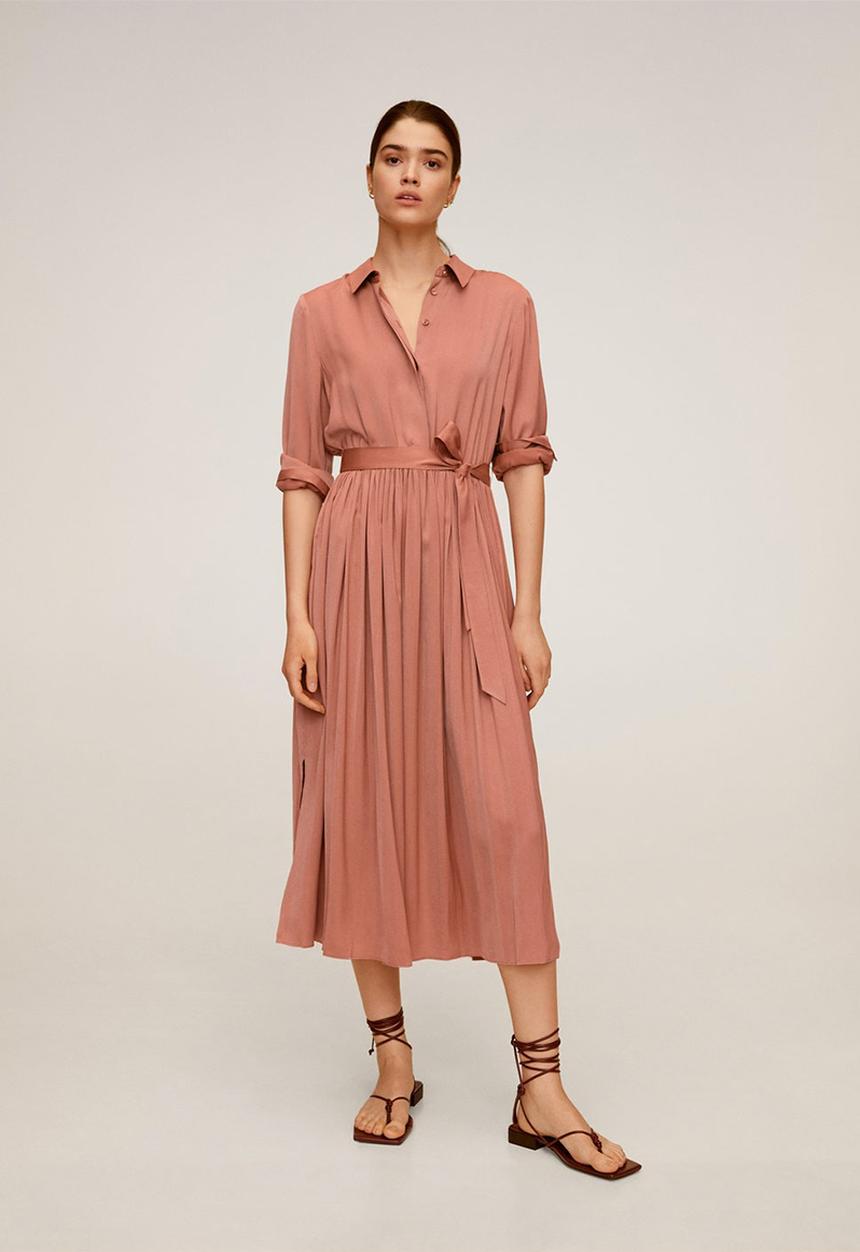 MANGO - Flowy pleated dress - rose