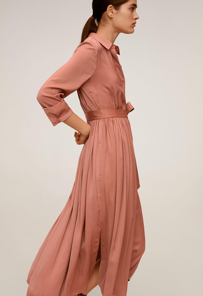 MANGO - Flowy pleated dress - rose