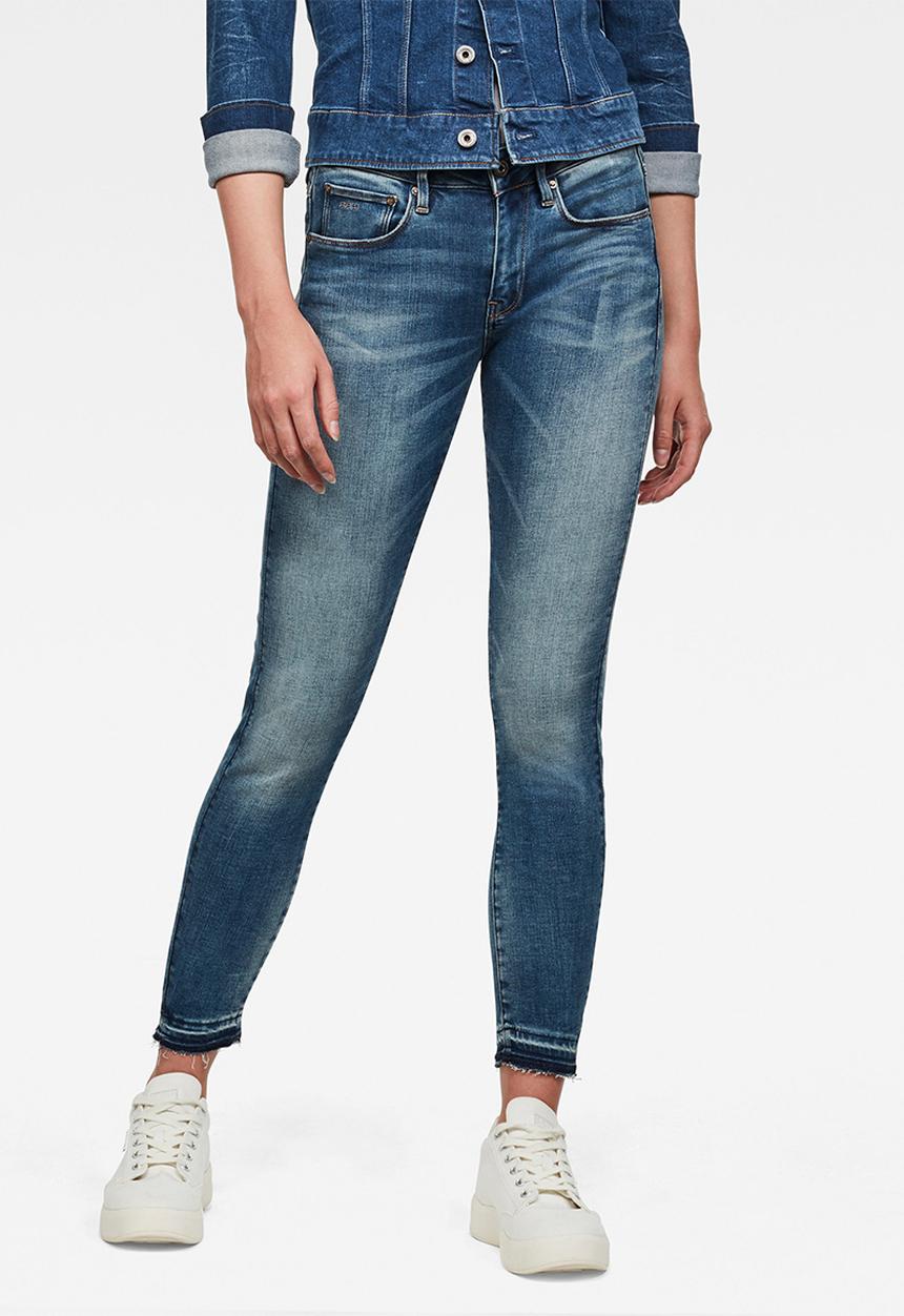 G-STAR - 3301 mid skinny  ankle - faded azurite