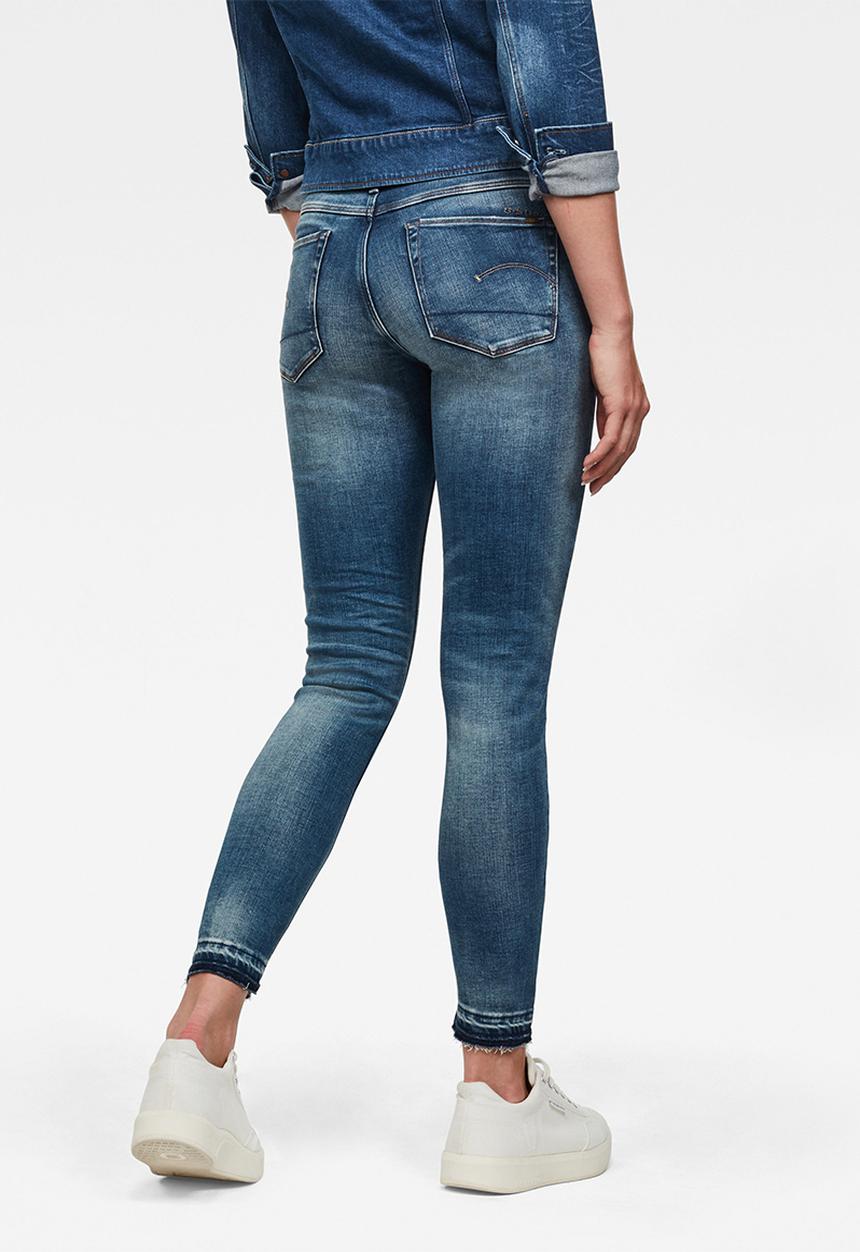 G-STAR - 3301 mid skinny  ankle - faded azurite