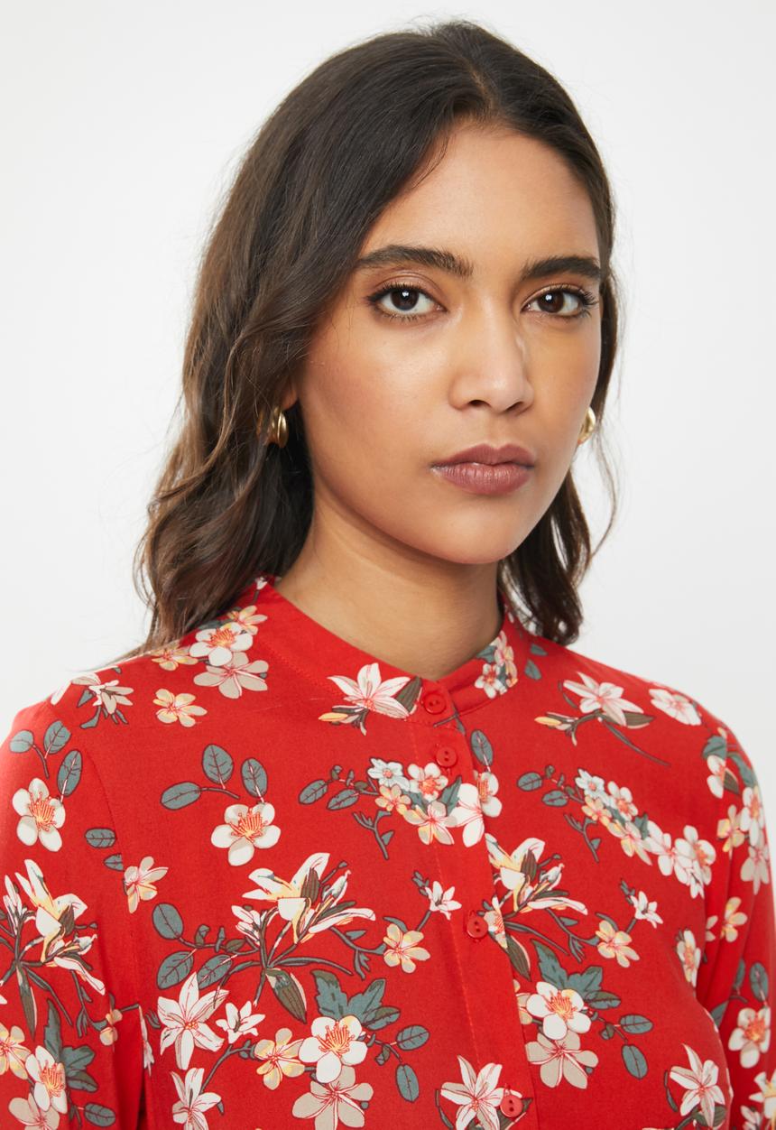 Vero Moda - Simply easy long sleeve long shirt dress - goji berry