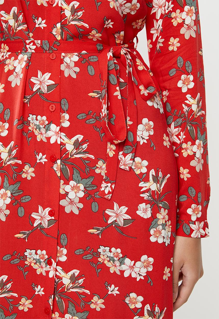 Vero Moda - Simply easy long sleeve long shirt dress - goji berry