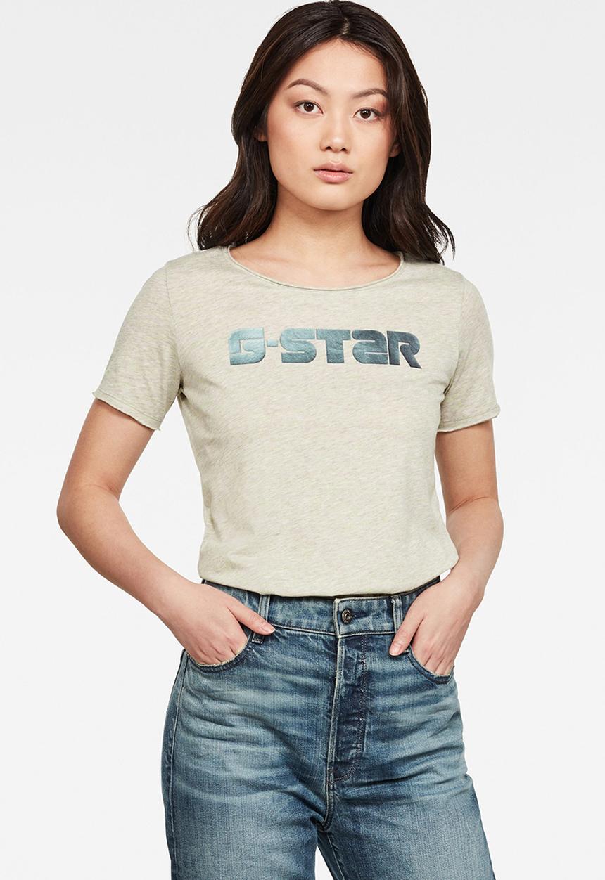 G-STAR - G-star mysid optic slim short sleeve tee - grey vintage/lime neon