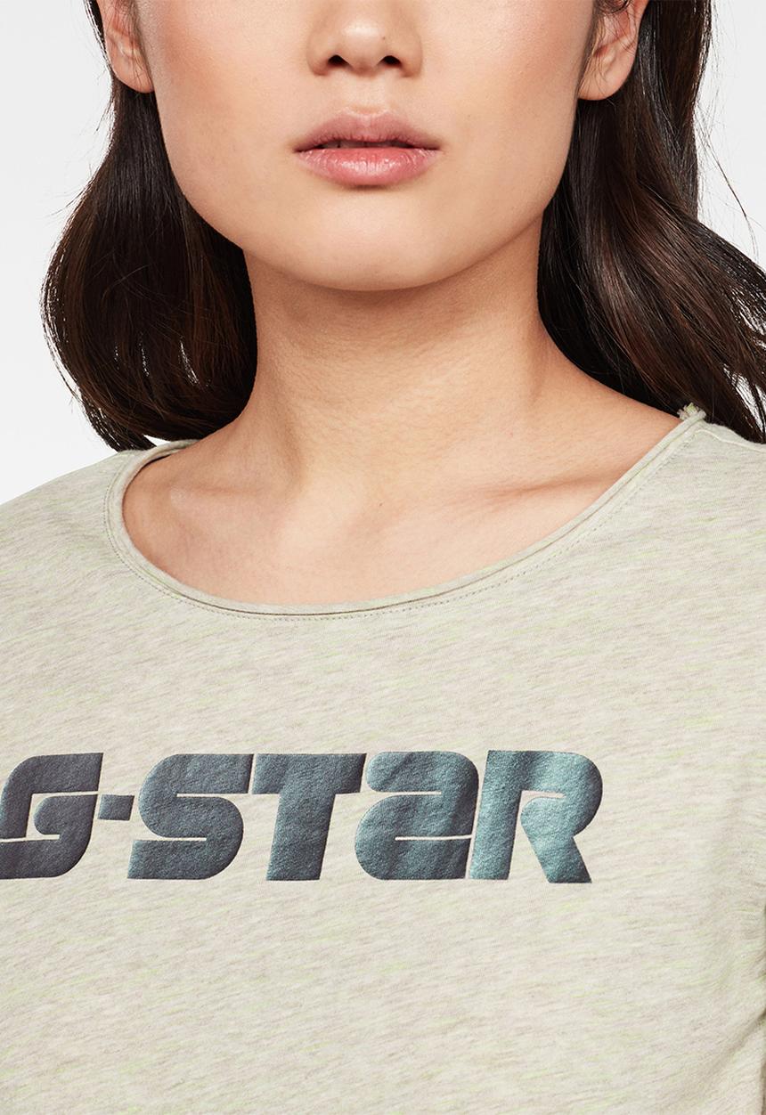 G-STAR - G-star mysid optic slim short sleeve tee - grey vintage/lime neon