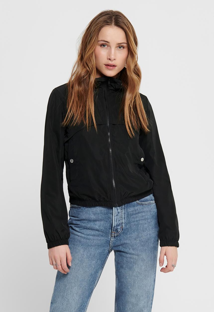 Jacqueline de Yong - Reach hood jacket treats - black