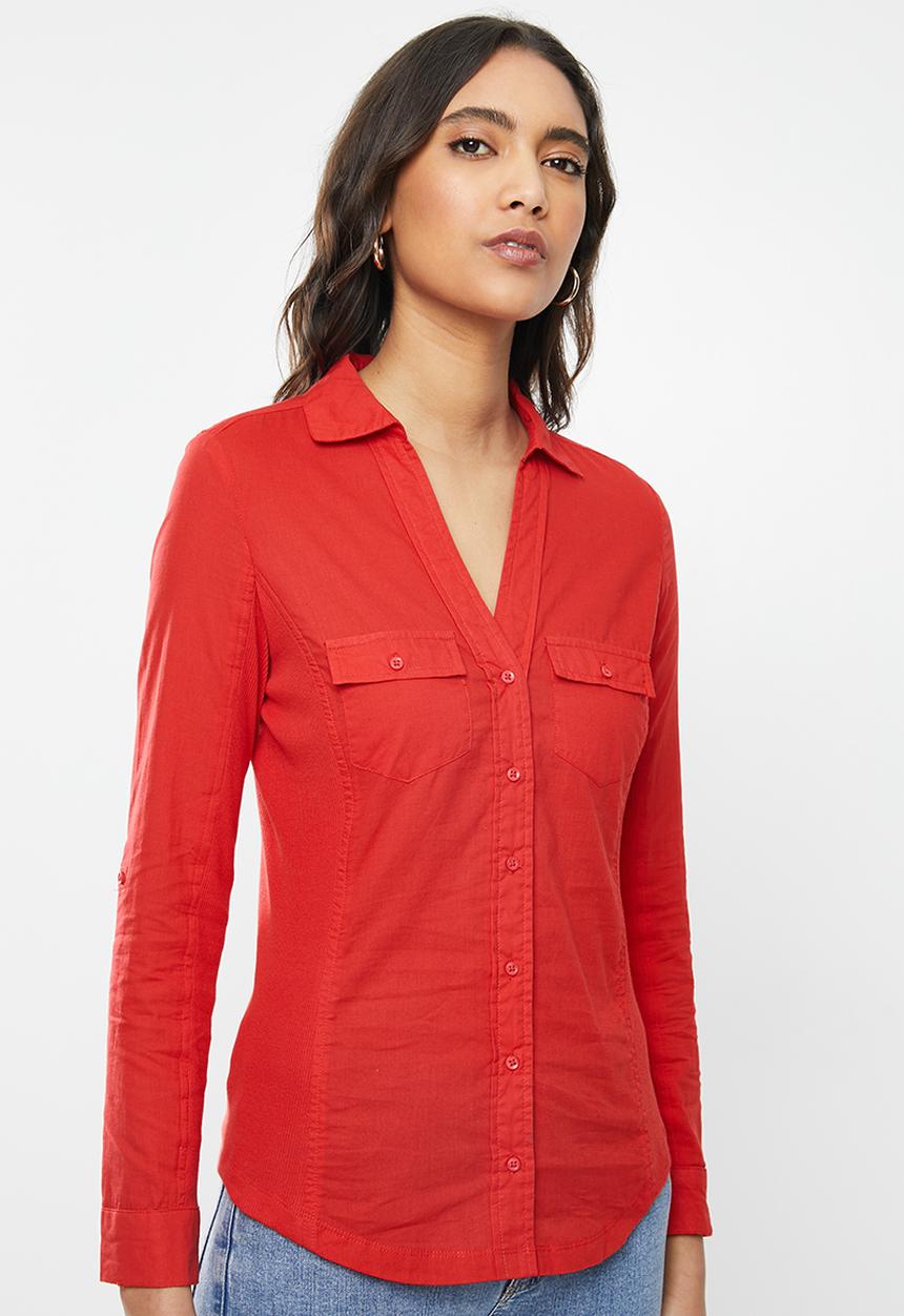 MANGO - Shirt planita - red