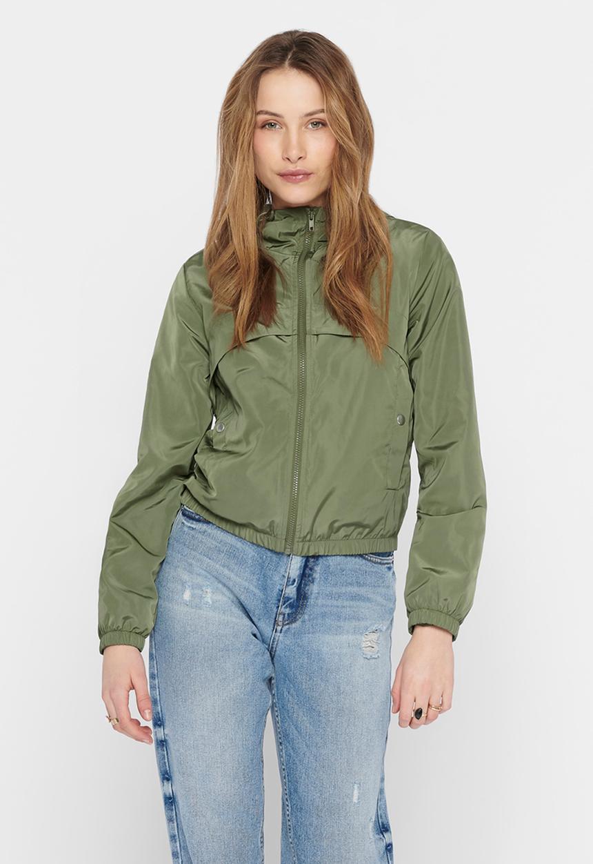 Jacqueline de Yong - Reach hood jacket treats - khaki