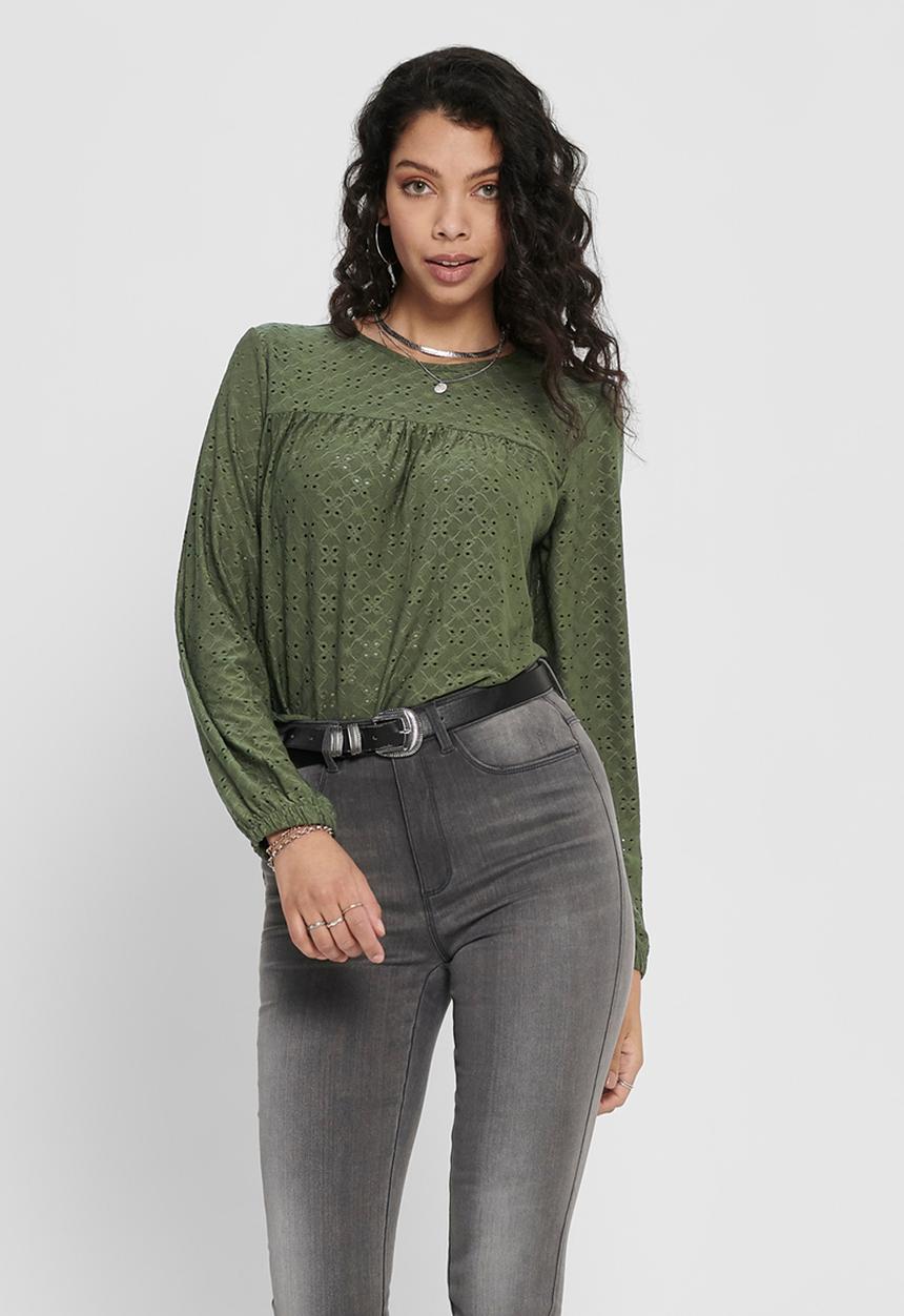 Jacqueline de Yong - Cathinka long sleeve top - khaki