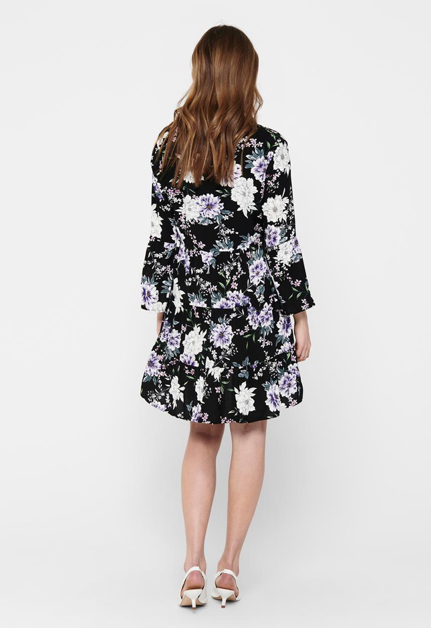 Jacqueline de Yong - Starr life 7/8 v-neck short dress - black
