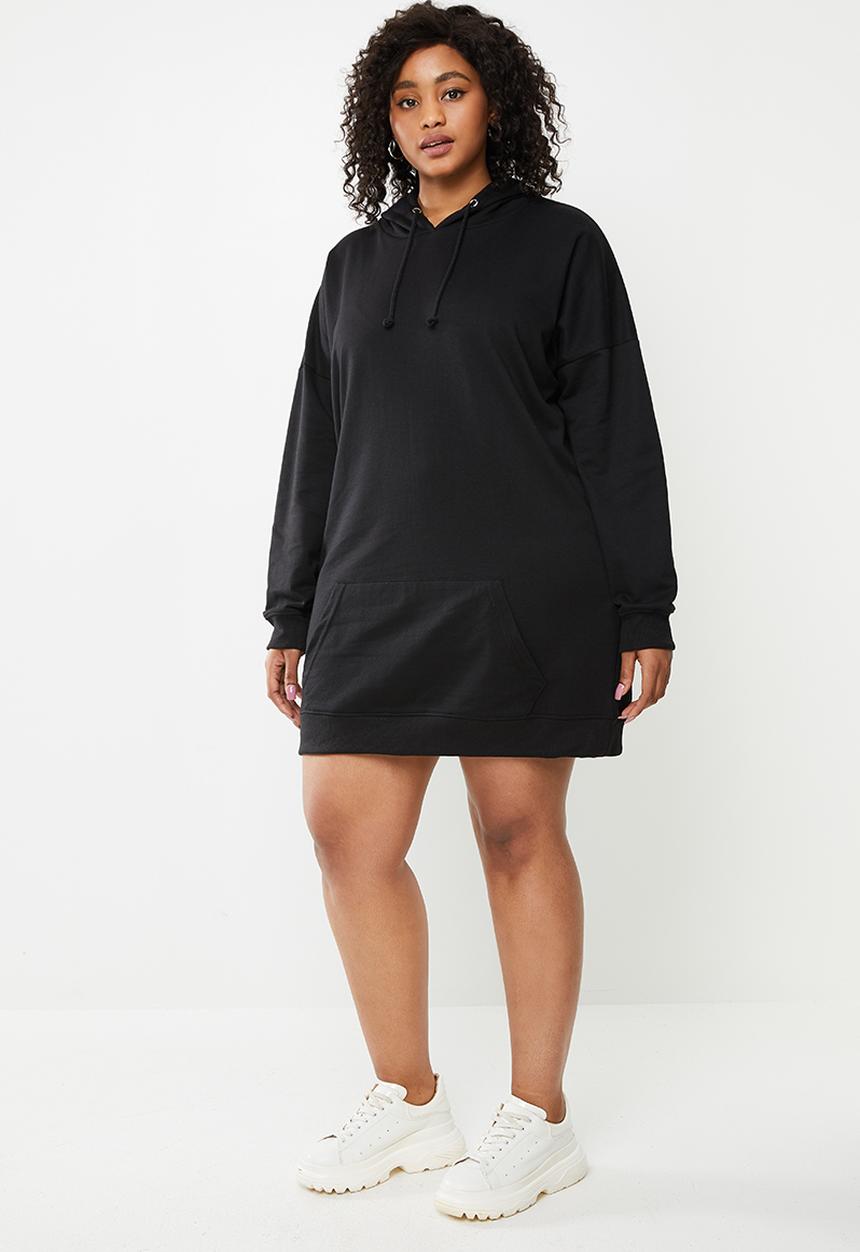 Missguided - Plus size hooded sweat dress - black