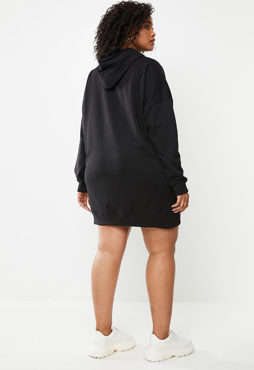 Missguided - Plus size hooded sweat dress - black