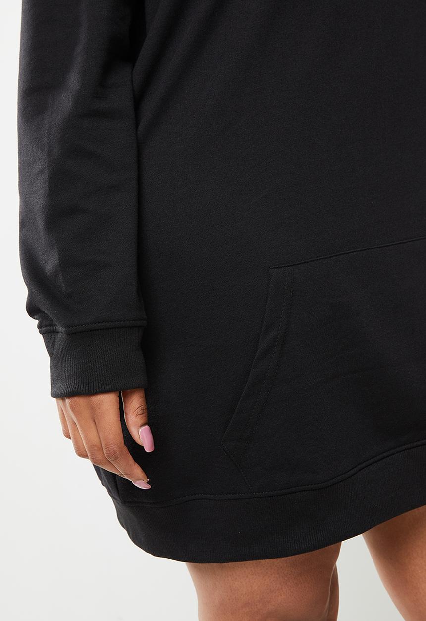 Missguided - Plus size hooded sweat dress - black