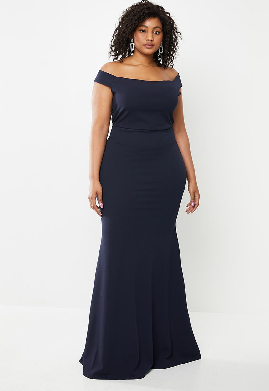 Missguided - Plus bardot cross back maxi dress - navy