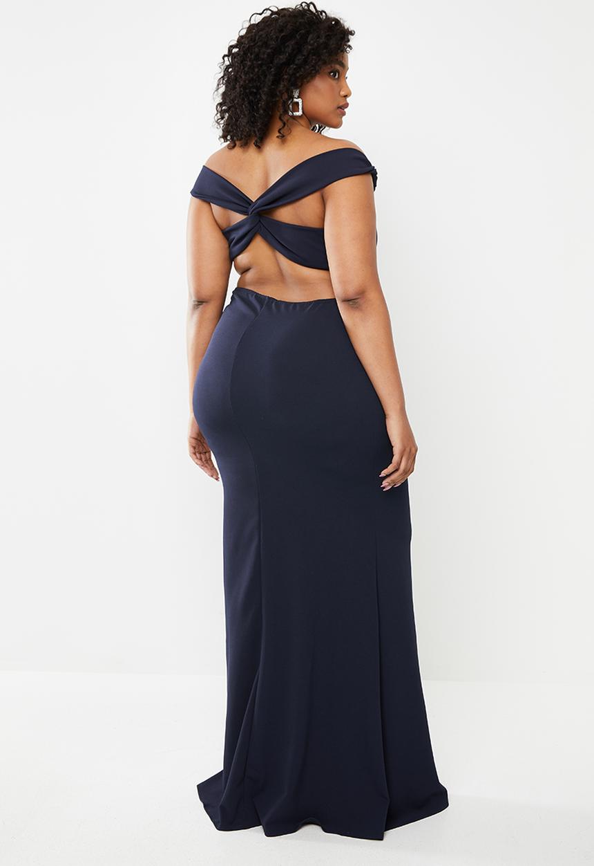 Missguided - Plus bardot cross back maxi dress - navy