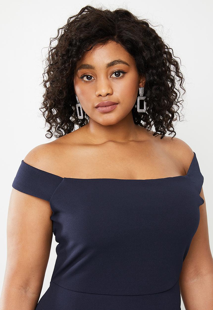 Missguided - Plus bardot cross back maxi dress - navy
