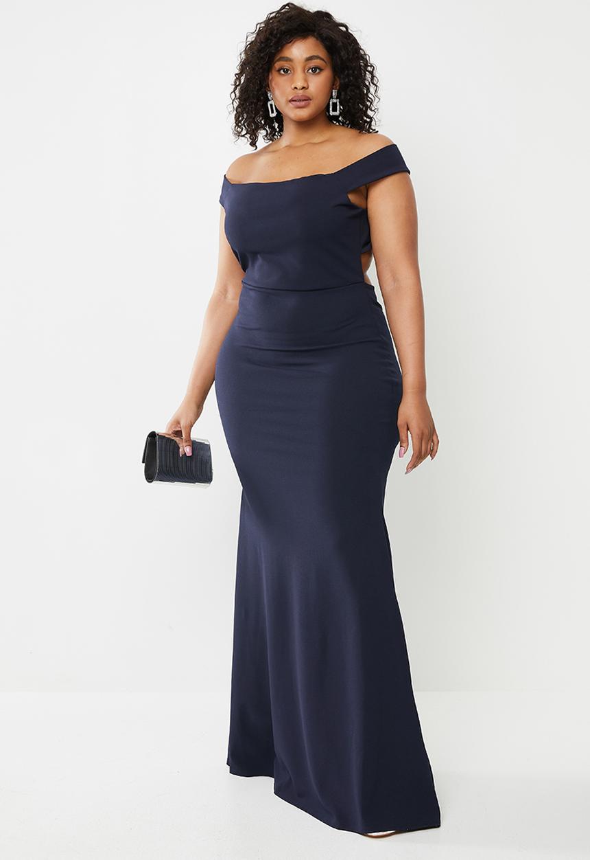 Missguided - Plus bardot cross back maxi dress - navy