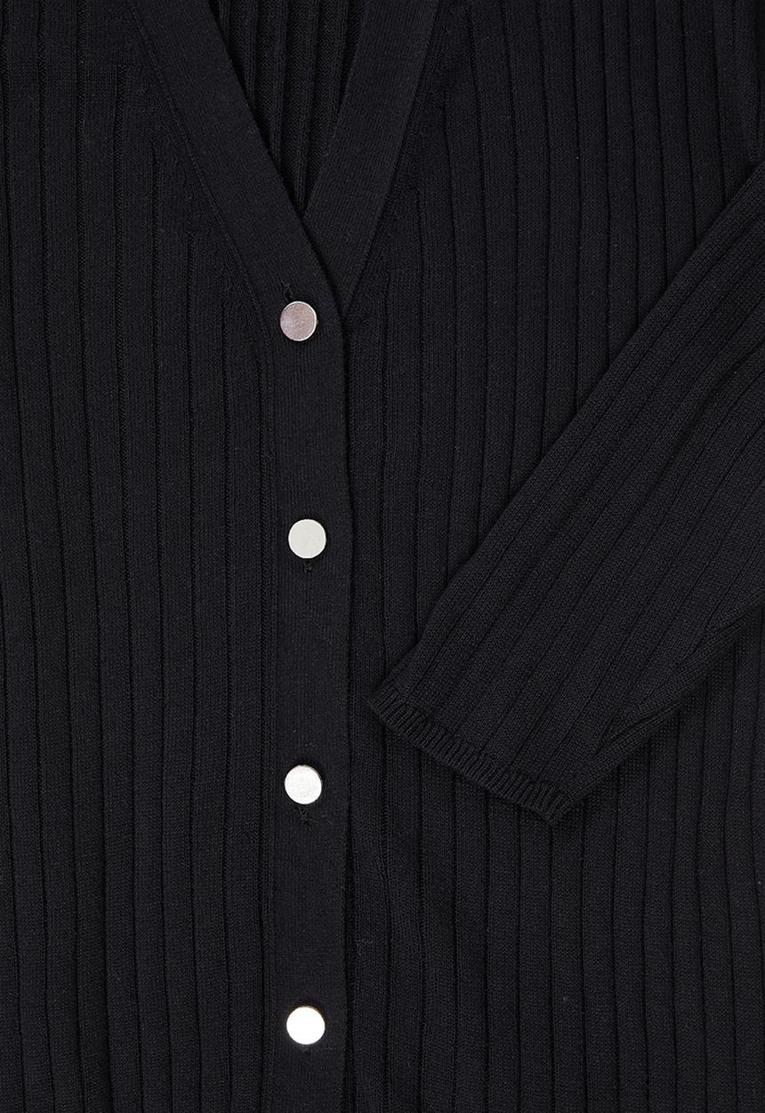 Superbalist - Button through rib dress - black