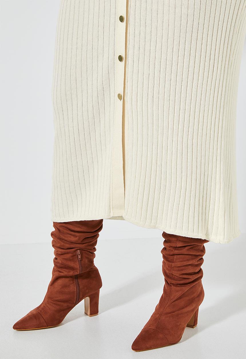 Superbalist - Button through rib dress - off white