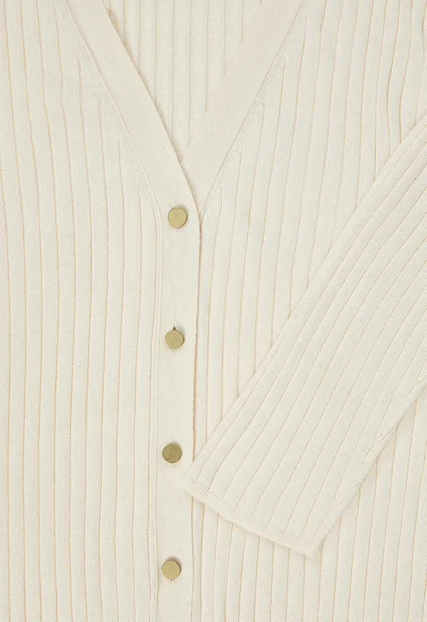 Superbalist - Button through rib dress - off white