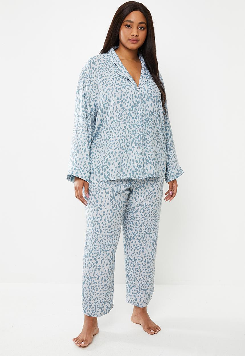 Superbalist - Plus sleep shirt & pants set - blue & white