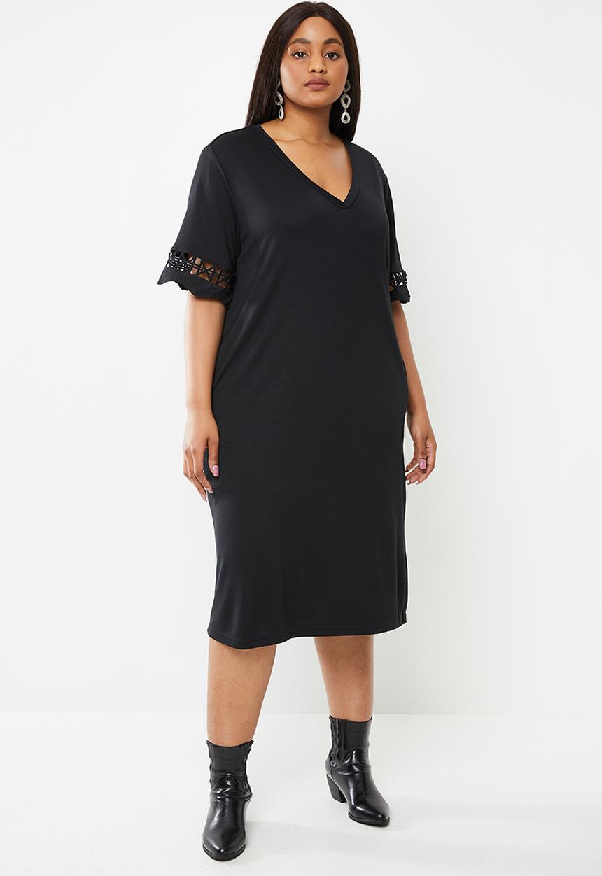 JUNAROSE - Plus fara short sleeve dress - black