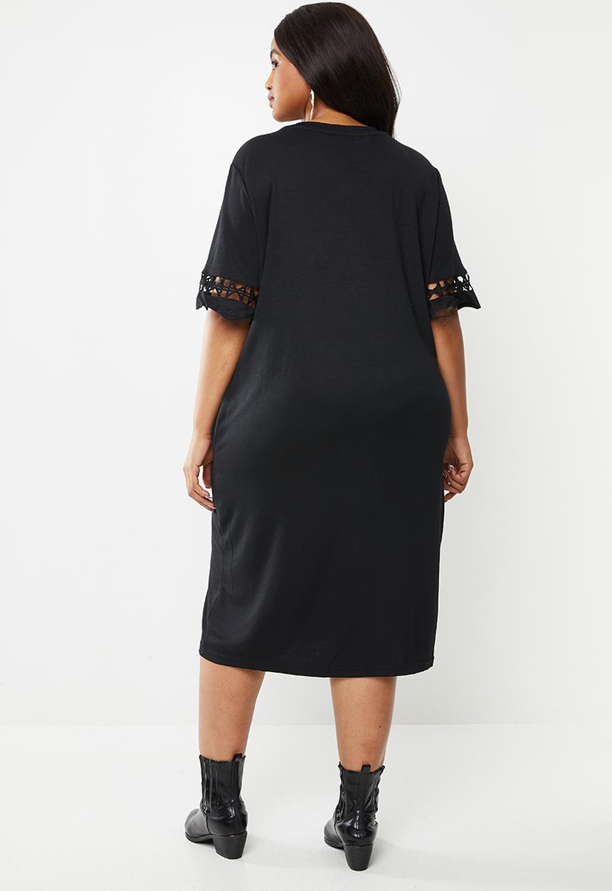 JUNAROSE - Plus fara short sleeve dress - black