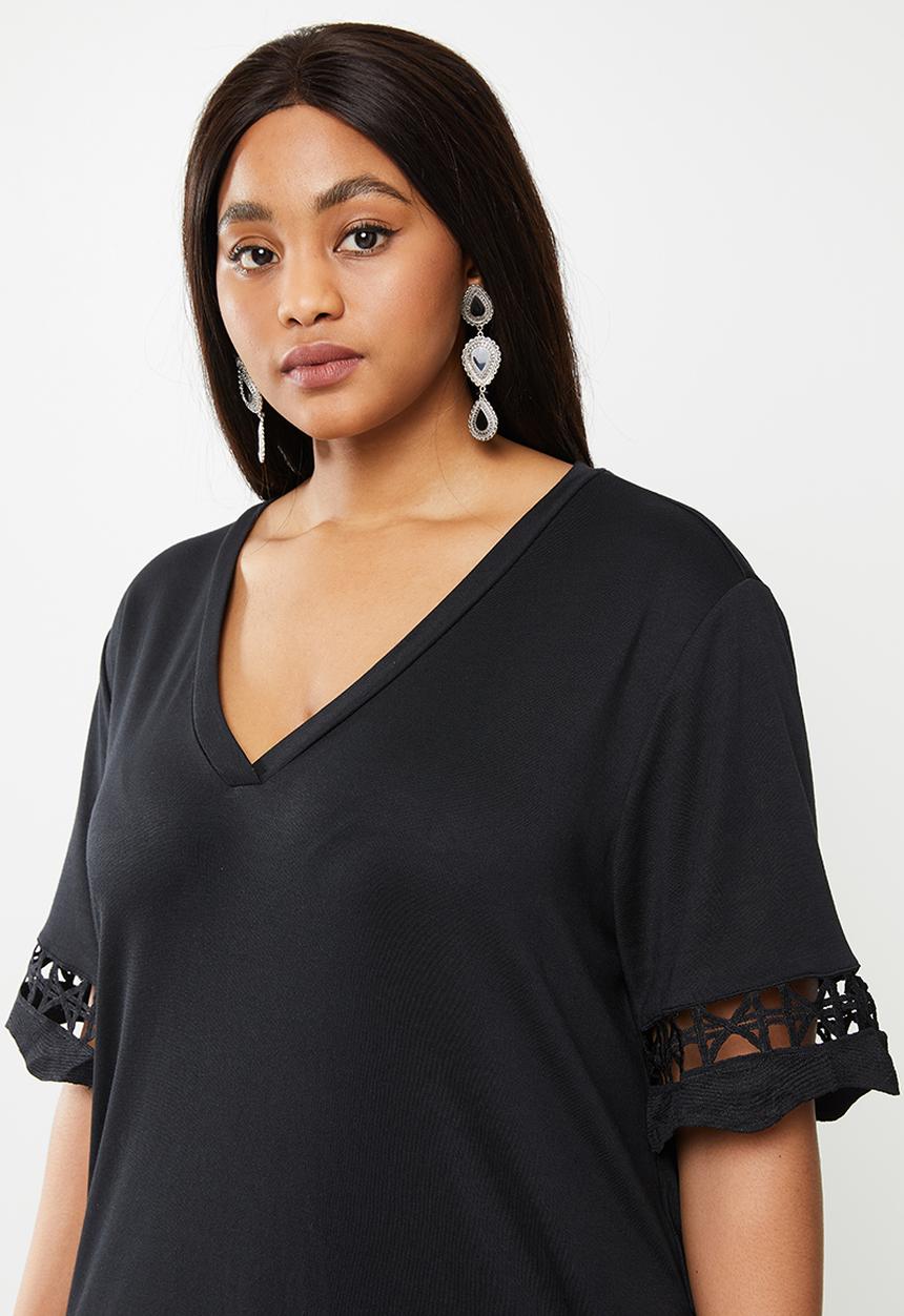 JUNAROSE - Plus fara short sleeve dress - black