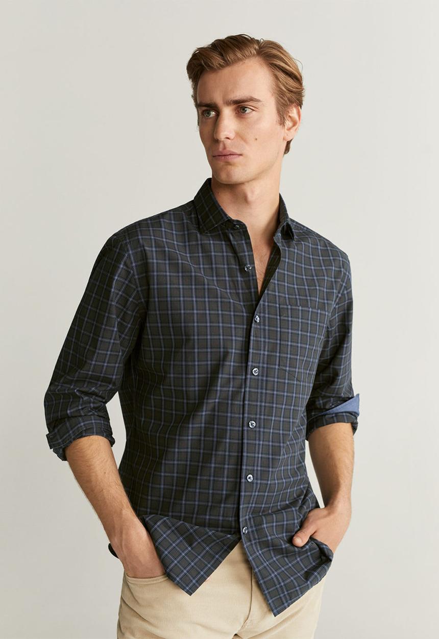 MANGO - Paint shirt - green & blue