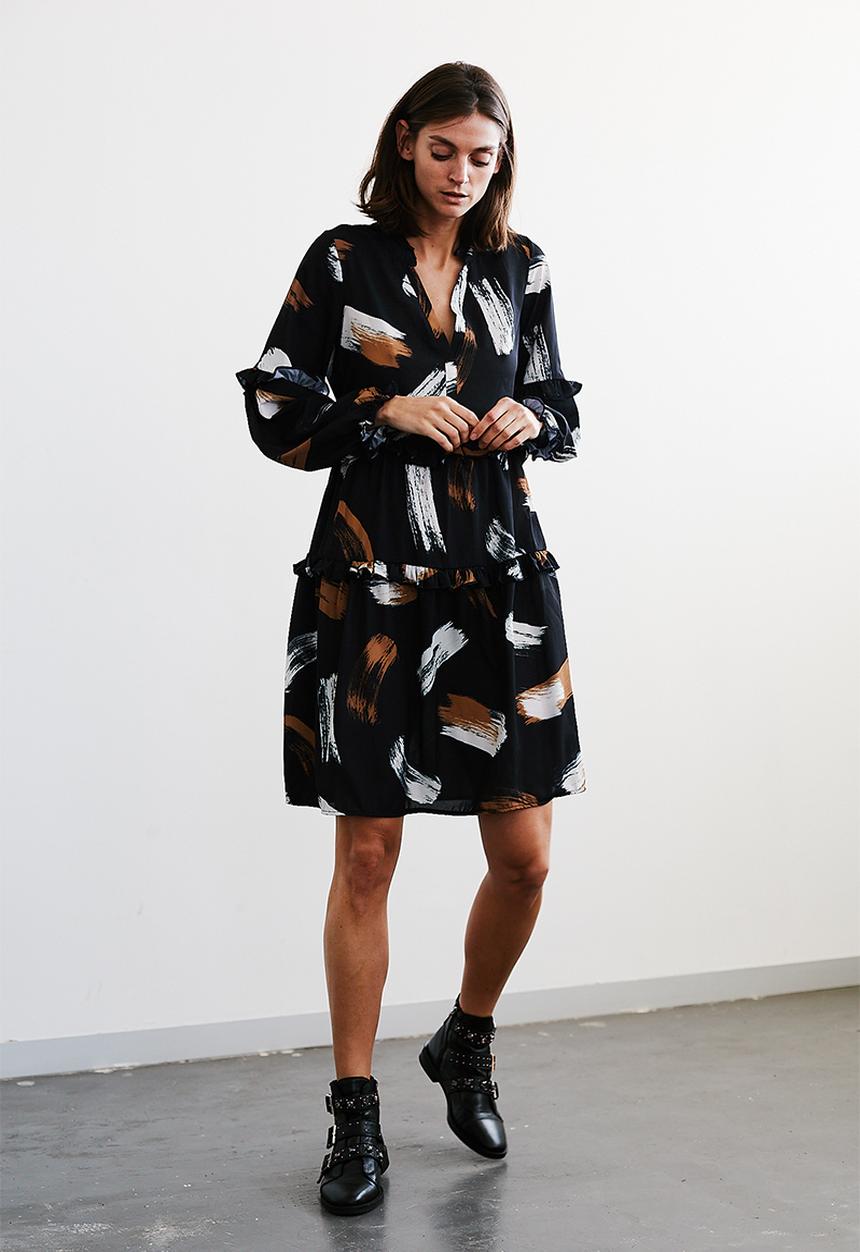 Me&B - Brushstroke prairie dress - multi