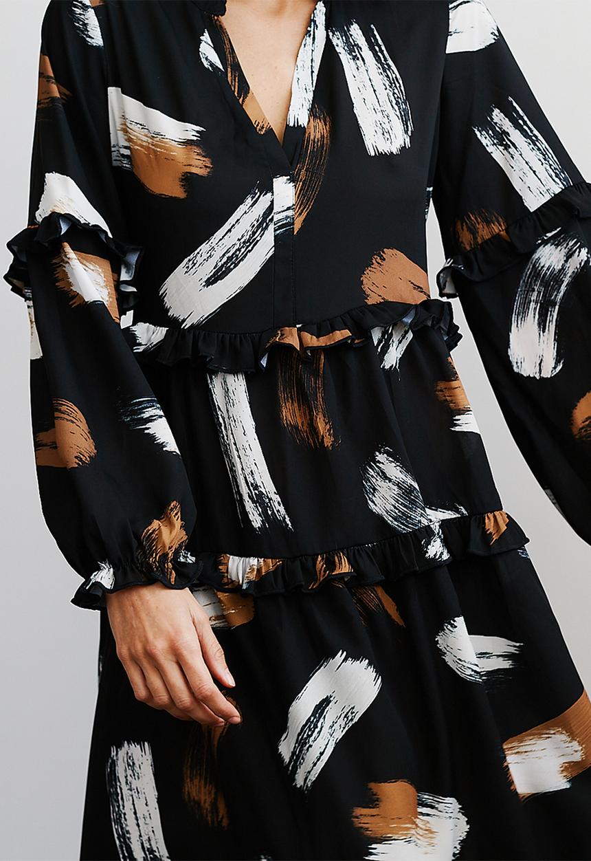 Me&B - Brushstroke prairie dress - multi