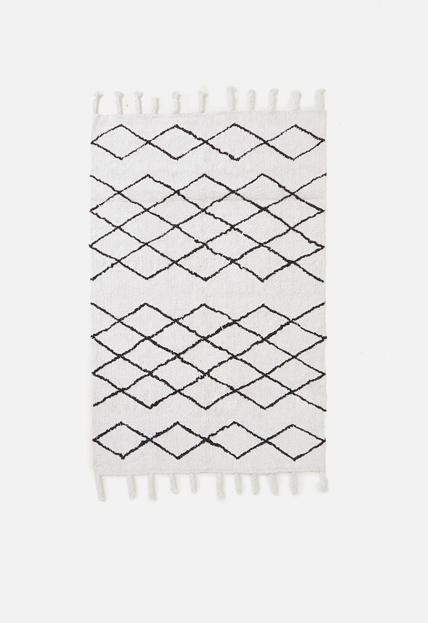 Sixth Floor - Diamond tufted rug - cream & black
