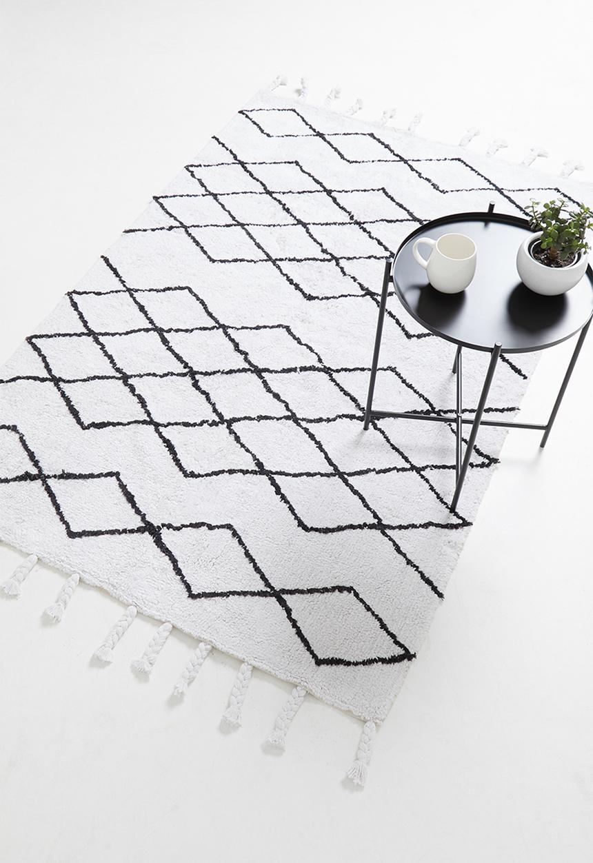 Sixth Floor - Diamond tufted rug - cream & black