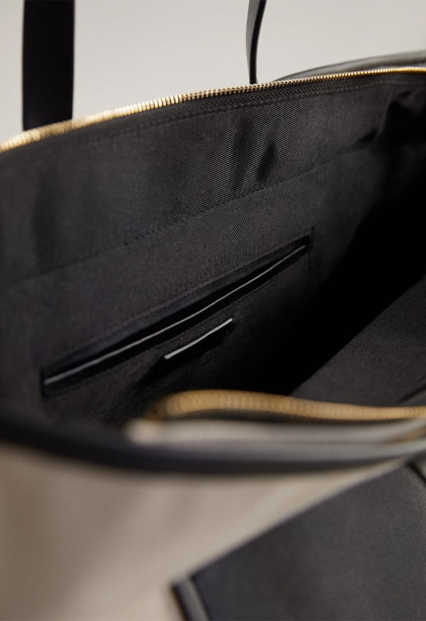 MANGO - Cotton shopper bag - black & neutral