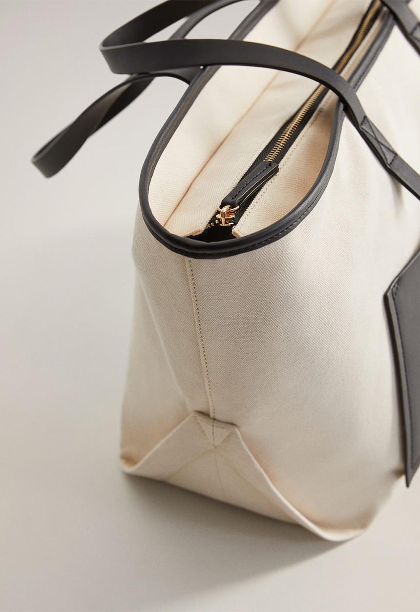 MANGO - Cotton shopper bag - black & neutral
