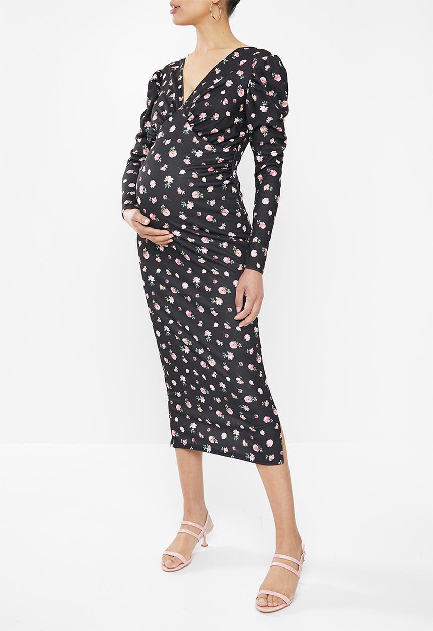 Missguided - Maternity puff sleeve floral print maxi dress - multi