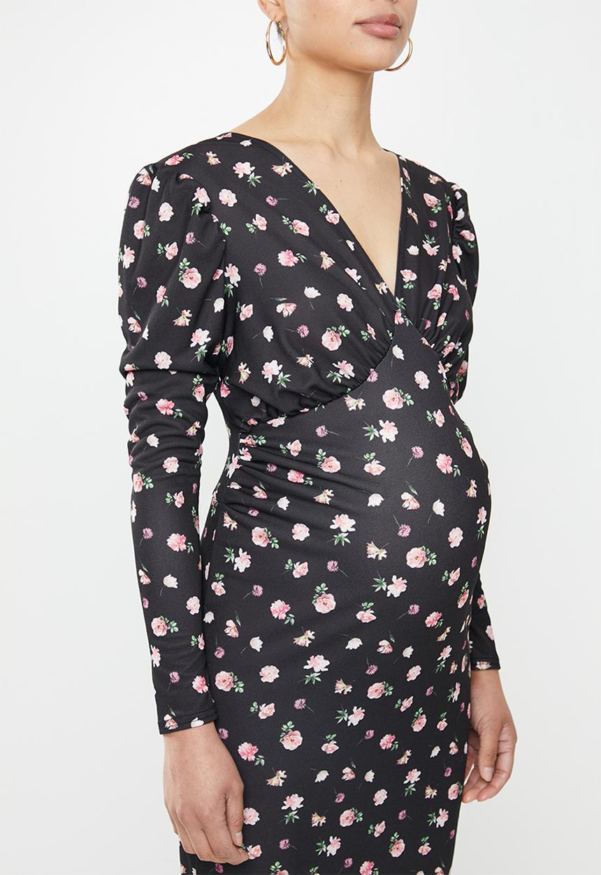 Missguided - Maternity puff sleeve floral print maxi dress - multi