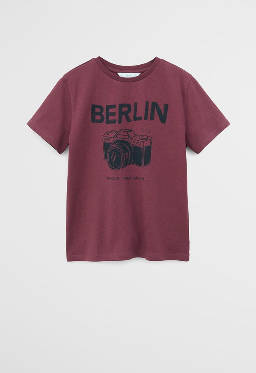 MANGO - T-shirt cities - garnet