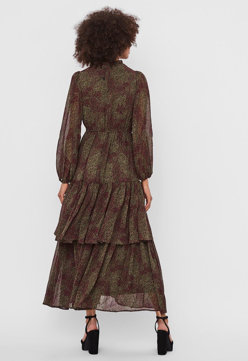 Vero Moda - Cassie long sleeve layer maxi dress vip - beetle cassie