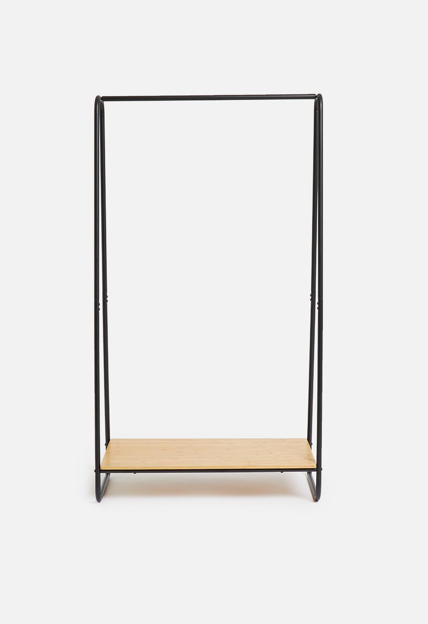 Sixth Floor - Single bamboo clothing rail - natural & black