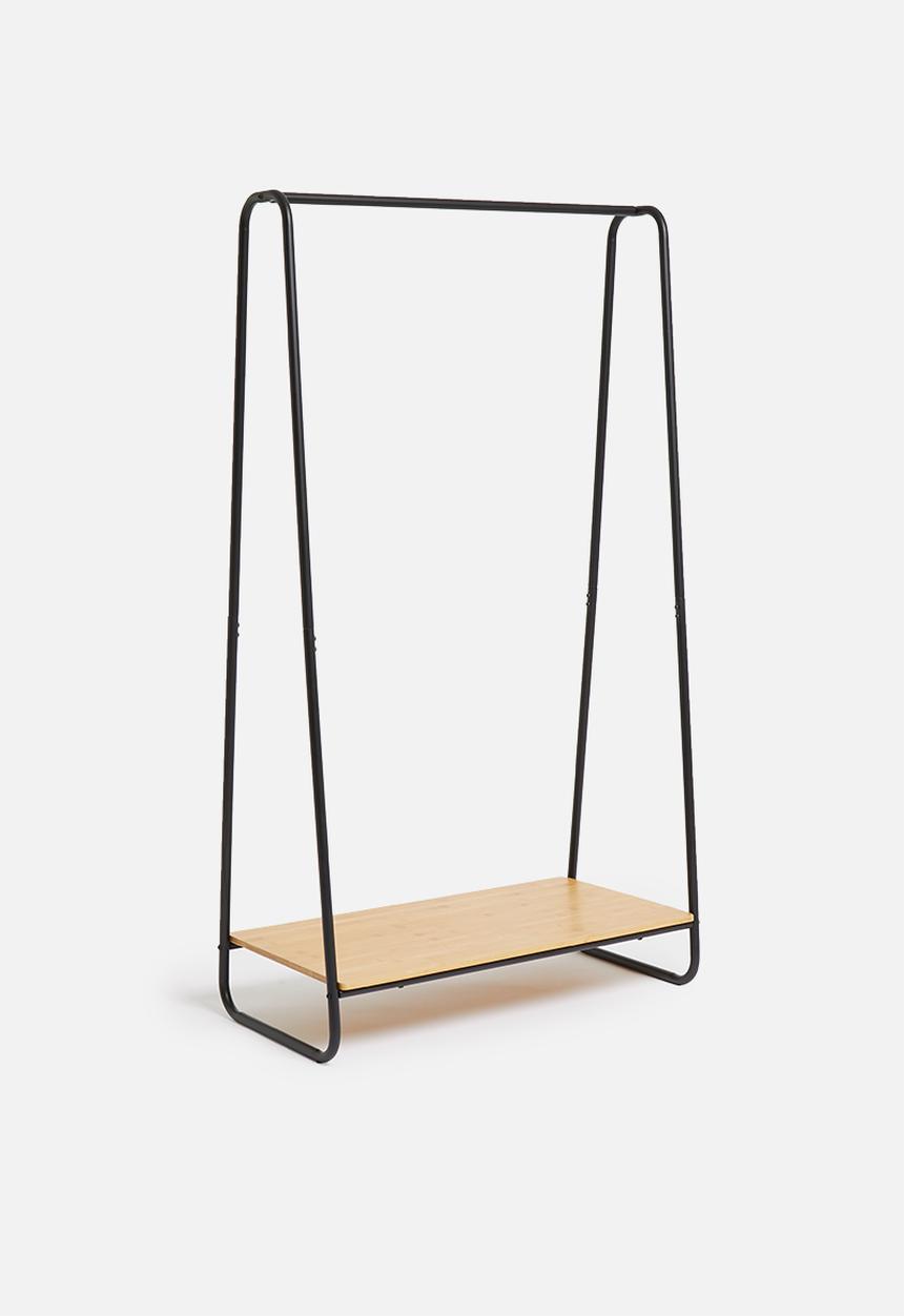 Sixth Floor - Single bamboo clothing rail - natural & black