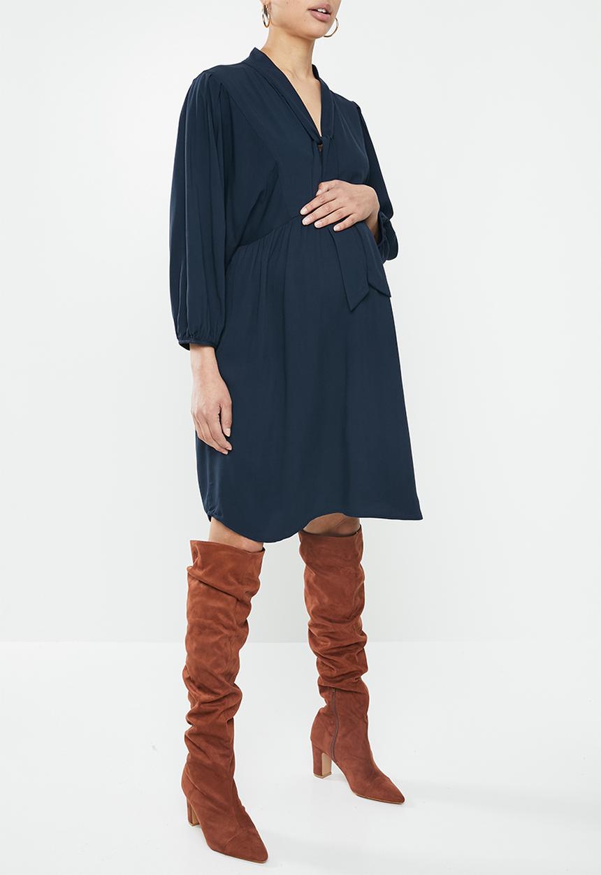 Superbalist - Maternity Babydoll neck tie dress - navy