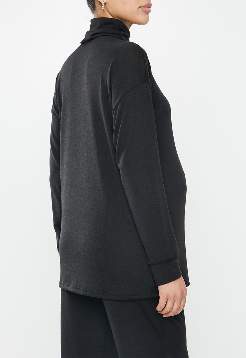 Superbalist - Maternity Ribbed polo top longer length - black