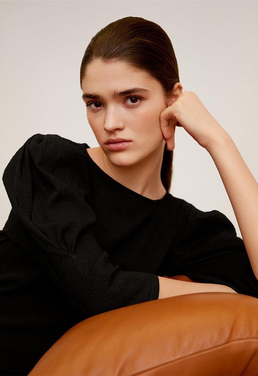 MANGO - Plis T-shirt - black