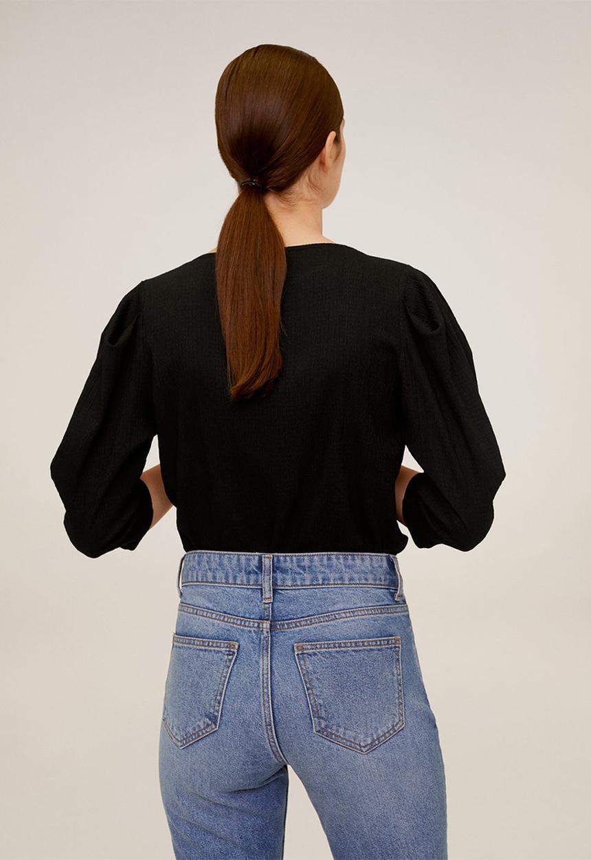 MANGO - Plis T-shirt - black