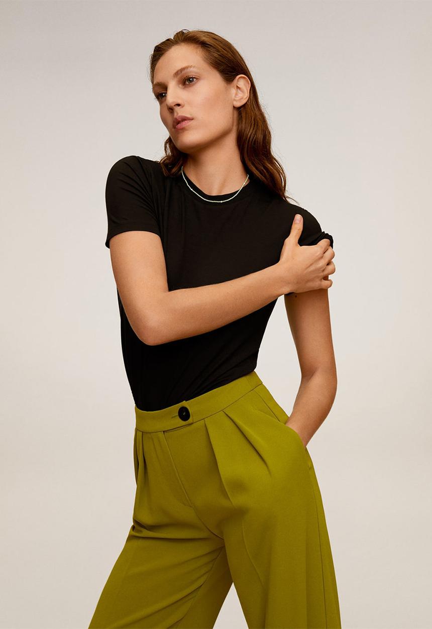MANGO - T-shirt ribor - black