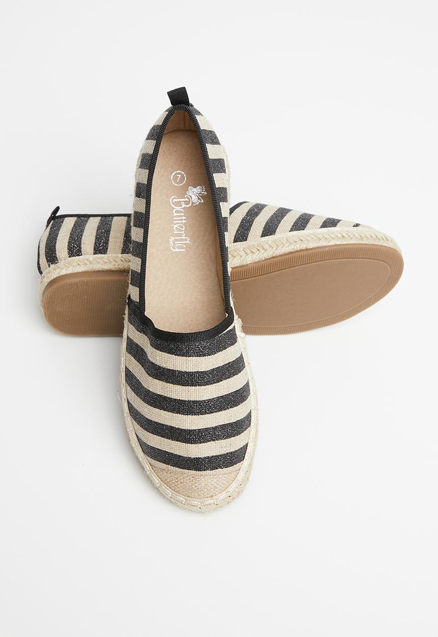 Butterfly Feet - Palm espadrille - black & neutral