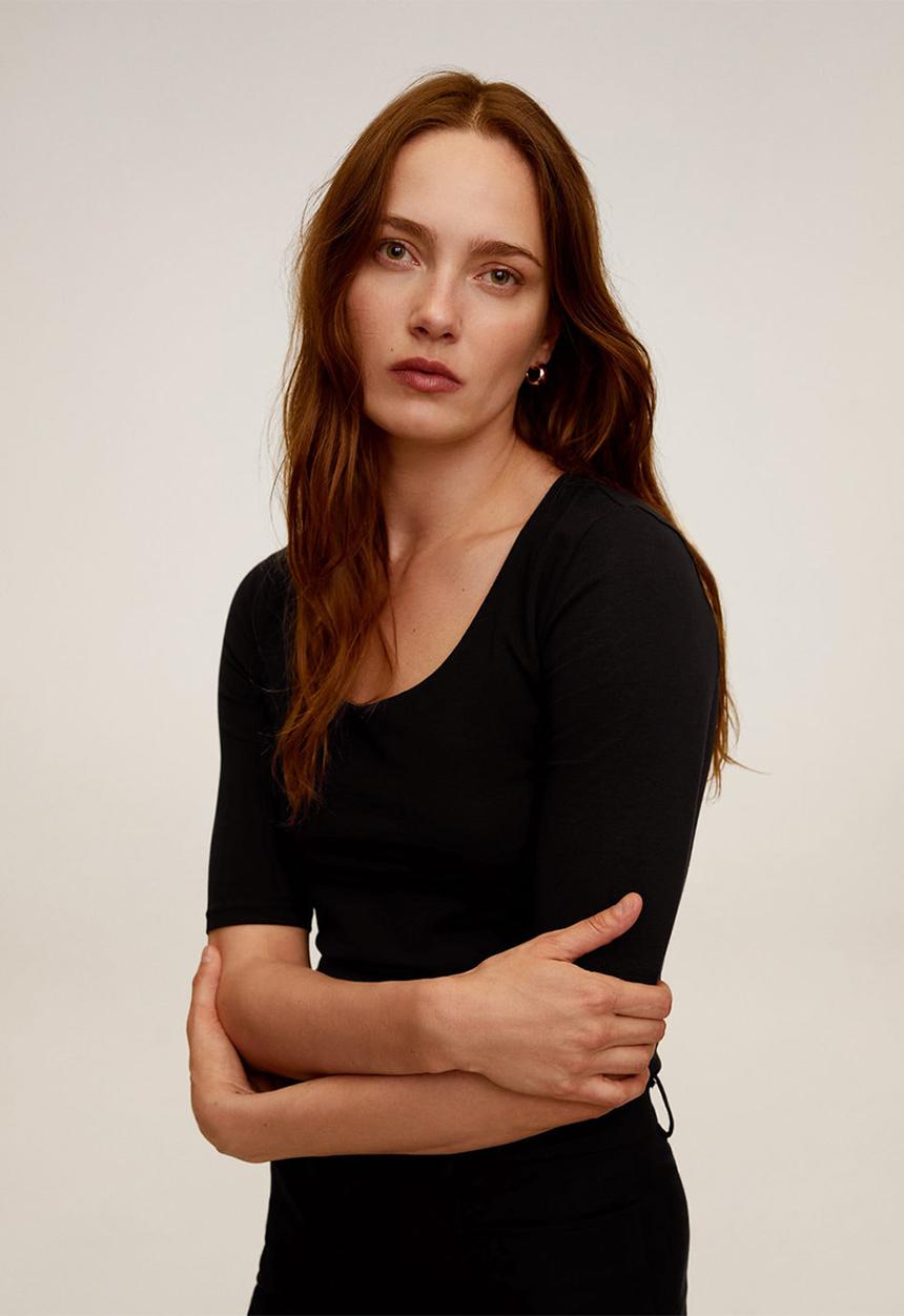 MANGO - T-shirt camly - black